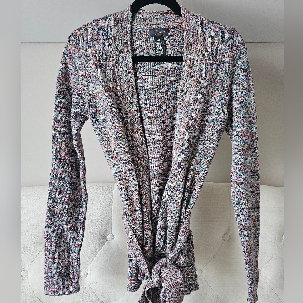 Dex Sz S Multicololour Sprinkle Cotton Cardigan With Tie